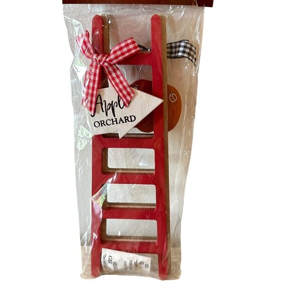 Fall Ladder Wood Decor Mini Sign Set 2pc Apple Orchard Hello Fall Tiered Tray - Picture 5 of 13